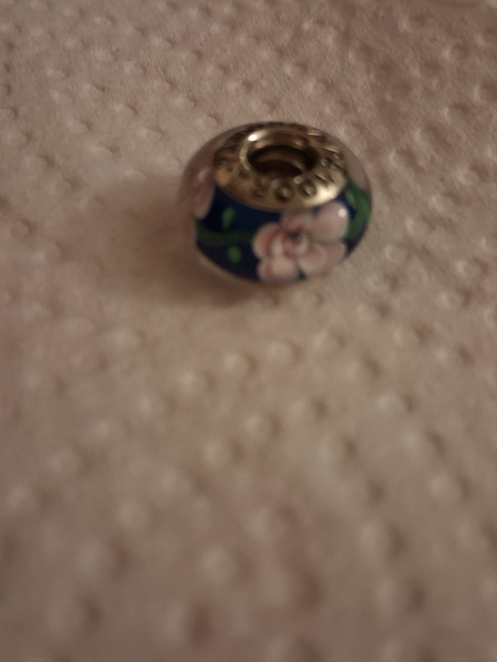 1 Pandora Sterling Silver Floral Enamel Charm Bead - Pink & Blue